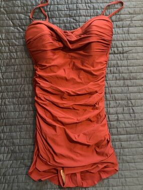 Anthropologie Burgundy Ruched One-Piece Swimsuit